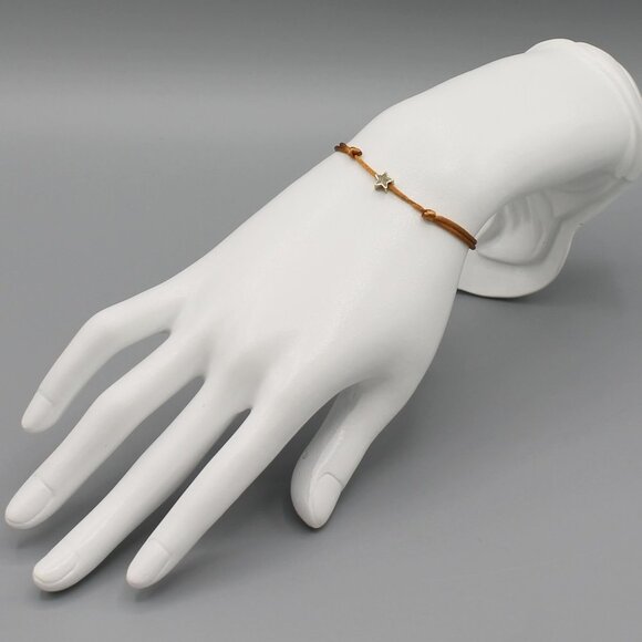 Jewelry star brown gold string bracelet adjustable fashion delicate brand new - Picture 4 of 7
